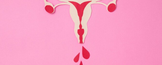 Illustration artistique représentant l’utérus et le flux menstruel, symbole du cycle féminin et de la sagesse du corps selon la méthode AliaOm.