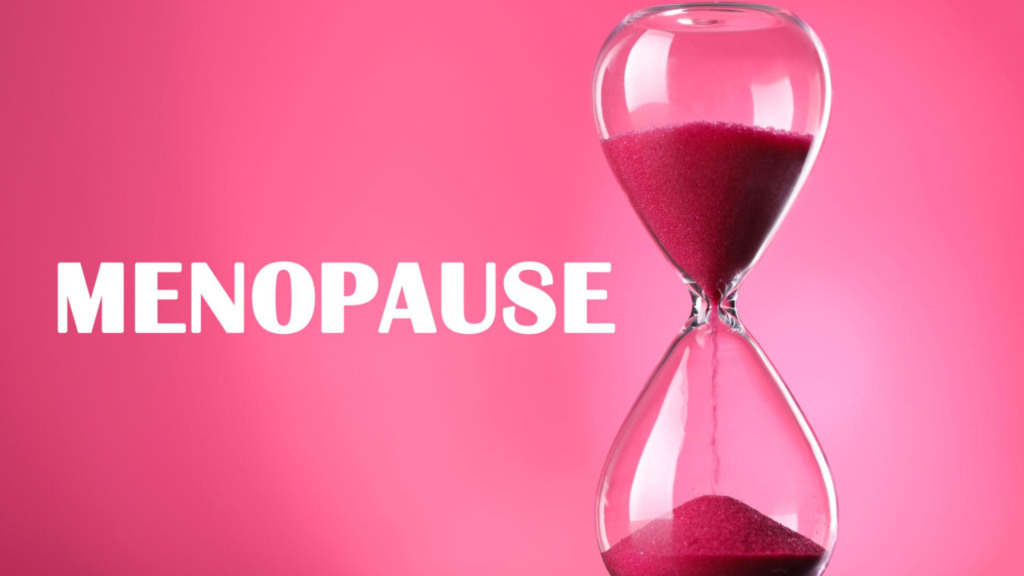 menopause-aliaom ménopause transition féminine symbole du temps sablier rose